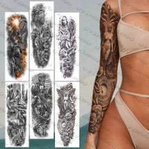 Engel Vollen Arm Temporäre Tattoos Ärmeln Für Frauen Männer Erwachsene Realistische Dove Rose Uhr Gefälschte Tattoo Aufkleber Waschbar Tatoos Zeigen