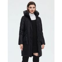 HaiLuoZi 2022 Women's Winter Down Jacket High Collar Padded Warm Lady Coat Fashion Big Pocket Hooded Zipper Female Parkas 6026