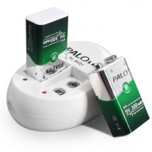 PALO 9 V nimh akku 6f22 300mah batterie mit 2 slots 9 V batterie ladegerät für 9 volt ni-mh batteria