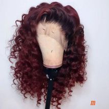 Ombre 99J Burgund 360 Frontal Rot Tiefe Welle 13x6 Spitze Vorne Menschenhaar Perücke Prepluck Lockige Silk Basis volle Spitze Heradband U Teil