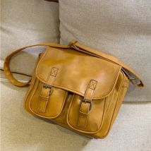 Vintage frauen umhängetasche Große kapazität öl wachs leder weibliche schulter tasche damen umhängetasche Lässig große handtasche gelb