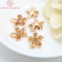 (569)6PCS 15x19MM 24K Gold Farbe Überzog Messing Blume Charms Anhänger Hohe Qualität Diy Schmuck Zubehör