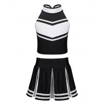 Kids Girls Cheerleading Uniform School Girls Cosplay Party Dance Costume Outfit Sleeveless Zippered Tops with Pleated Skirt Set