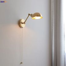 IWHD Nordic Kupfer Moderne Wand Lampe Leuchte Pull Kette Schalter Schlafzimmer Wohnzimmer Bad
