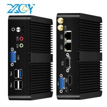 XCY Lüfterloser Mini-PC Intel Celeron J1900 Quad-Cores 2,0 GHz 2x RS232 2x LAN Windows 10 Linux
