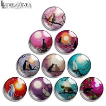 10mm 12mm 16mm 20mm 25mm 30mm 631 Sun Baum Cat Mix Runde Glas Cabochon schmuck Finding 18mm Druckknopf Charme Armband