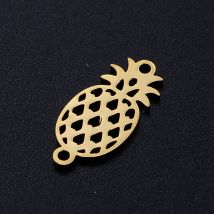 10 Stück/Lot Tropische Ananas-Frucht 316L Edelstahl DIY Verbinder-Anhänger Großhandel für Armbänder-Herstellung Zubehör