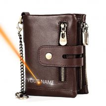 Kurze Mode Junge Männer Frauen Brieftasche 2020 Name Gravur Echtes Kuh Leder Unisex Geldbörse Münze ID Karte Tasche Zipper Tasche Für Männer