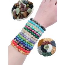 Women Men Natural Stone Quartz Bracelets Tiger Eye Lava Agate Bracelet 8 mm Beads Beaded Elastic Chakra Yoga Hand Bangle Jewelry