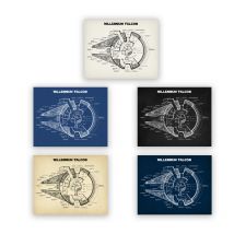 Millennium Falcon Patent Canvas Art Print Spacecraft Vehicle Blueprint Movie Poster Wall Pictures Boys Room Decor Fan Gifts