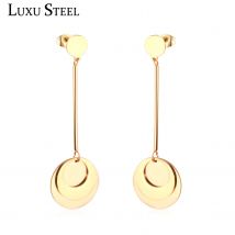 LUXUSTEEL Runde Form Tropfen Ohrringe Edelstahl Gold Farbe Baumeln Schmuck Frauen Mode Zubehör Großhandel Party