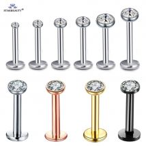 Nur 1 Stück 16G 1,5~4mm Edelstein Nasenring Goldfarbe Helix Piercing Oreja Tragus Piercing Labret Lippenring Ohrringe Ohrpiercings