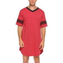 Männer Baumwolle Nachthemd Kurzarm V-ausschnitt Weiche Lose Nachtwäsche Bequeme Männer Nachtwäsche Männliche Homewear Sleep