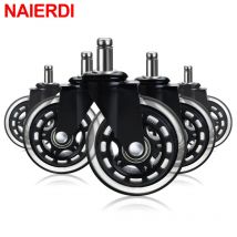 NAIERDI 5PCS Ruote girevoli in gomma girevoli da 3 pollici Ruote girevoli per sedia da ufficio di ricambio 60KG Ruote morbide e sicure stile Rollerblade