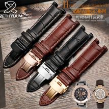 Echtes Lederarmband für GC 22*13mm 20*11mm gekerbtes Armband mit Edelstahl-Schmetterlingsschnalle Herren- und Damenuhrengürtel