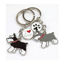 Keychains Drop Shipping DIY Pet Key Chain Metal Key Ring Wholesale Gift Schnauzer Keychains Woman Keys Dogs Tag Key Charm Cheap