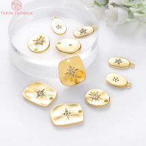 (774)6PCS 12x14MM 6x16MM 24K Gold Farbe Überzogene Messing mit Zirkon Stern Charms Anhänger hohe Qualität Diy Schmuck Zubehör