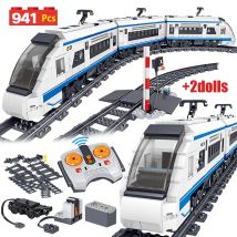 941 Uds City Electric Harmony Rail Control remoto bloques de construcción vía de tren RC coche ladrillo juguete para niño