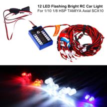 12 Ultra LED Simulation Flashing Bright Light RC Model Lights Kit System for 1/10 1/8 RC Drift HSP TAMIYA CC01 4WD RC Car Truck