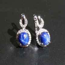 Bolai star sapphire stud earrings 925 sterling silver created blue gemstone fine jewelry clasp earring for women wedding gift