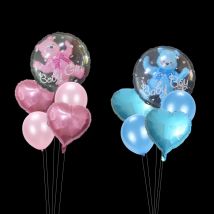 5 sztuk/partia Baby Boy Girl Bear balony bąbelkowe przezroczysta kula w kulce z sercem Baby Shower dekoracje na imprezę urodzinową