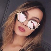 LONSY Sexy Cat Eye Sonnenbrille Frauen Marke Design Metall Rahmen Spiegel Rose Gold Sonnenbrille Weibliche UV400 Retro Oculos De sol Gafas