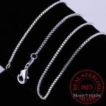1/1,5/2 MM 40 cm-60 CM Dünne Echt 925 Sterling Silber Slim Box Kette Halskette Frauen mädchen Kinder Schmuck kolye Collares Collier