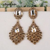 Veyofun Luxus Strass Tropfen Ohrringe Klassische Übertreibung Party Hochzeit Baumeln Ohrringe für Frauen Mode Schmuck Neues Geschenk