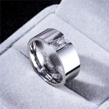 Neuankömmling Edelstahl Ring Paar Ring für Frauen Männer mit großem Kristall Ehering Ring Breite 8mm Größe 6-11 Geschenk für Männer