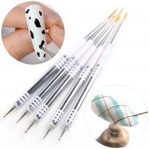 5 stücke Weiß Dual End Nail art Punktierung Pen-Set Französisch Streifen Nagel Liner Blume Pinsel Zeichnung Malerei Carving Maniküre werkzeuge