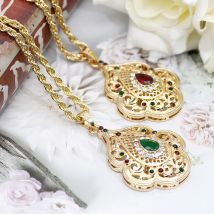 Sun spicems Gold Farbe Arabisch lange Anhänger Halskette für Frauen ethnischen Hochzeits schmuck Marokko Braut Halskette Blumen zubehör
