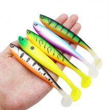 5 teile/los Wurm weichen lockt Einfach Putzer Jig Wobbler für Karpfen Bass Swimbait Angeln Künstliche Doppel Farbe Silikon weichen köder