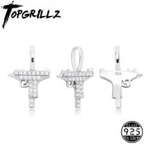TOPGRILLZ Neue 100% 925 Sterling Silber Gun Anhänger Hohe Qualität Iced Out Zirkonia Hip Hop Mode Zarte Schmuck Geschenk