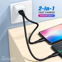 FONKEN 2 in 1 Micro USB Kabel Typ C Ladekabel 0,25 m Kurze Handy Kabel 2 USB Splitter kabel Microusb Schnelle Ladung