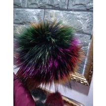 Big Colorful Fluffy Real Fox Fur Raccoon Pompoms With Button DIY Poms Balls Natural Fur Pompons For Hats Caps Shoes Whosale