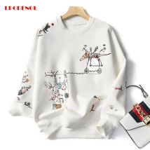 Harajuku Mode Stich-bestickt Lange Ärmeln O-Hals Atmungsaktive Hoodie Top Casual Sweatshirt Frauen 2022 Frühling Herbst neue