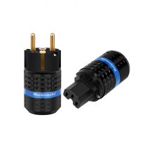 Monosaudio E102G/F102G Pure Copper 24k Gold Plated European Power Connector IEC Plug Connector Power Plug