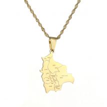 Bolivia Map Country Cities Name Pendant Necklaces for Women Bolivians Jewelry