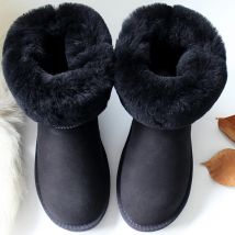 100 % natürliches Fell, klassisch, 2022, echtes Schaffell, Damenstiefel, Damenschuhe, Schuhe, Damen-Wohnungen, Stiefel, Damen-Winter-Schneestiefel