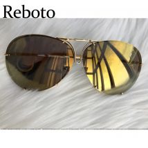 Mirror Oversized Pilot sunglasses for women Vintage black shades vintage glasses 2026 luxury Brand flat top feminine sunglasses