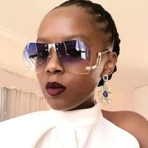 2024 neue unregelmäßige randlose Sonnenbrille Frauen Marke Designer Legierung Rahmen übergroße Farbverlauf Sonnenbrille Mode weibliche klare Farben