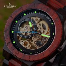 BOBO VOGEL Holz Mechanische Uhr Männer Luxus Automatische Armbanduhr Reloj Mecanico Leucht