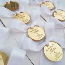 30/50/100pcs Personalizzato Baby Shower Nome Battesimo Specchio Acrilico Tag Cerchio Rotondo Tavolo di Nozze Decorazioni per feste Bomboniere Regalo personalizzato