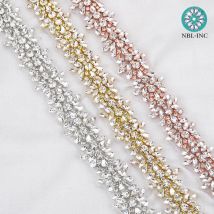 (1 PC) Rhinestones Bridal belt diamond wedding dress belt crystal satin wedding sash trim for wedding dress accessories WDD0278