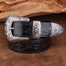 Designer Retro Blume Druck Gürtel Männer Hohe Qualität Echtes Lederband Luxus Berühmte Marke Pin Schnalle Gürtel Ceinture Homme