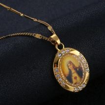 Gold Farbe Jungfrau Maria Anhänger Halskette Frauen Religiöse Gebet Frauen Kette Schmuck