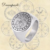 Dawapara Solomon Ringe für Männer Talisman Schlüssel von Solomon Amulett Punk Ring Edelstahl Schmuck