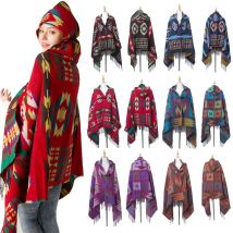 Ethnische Multifunktions Böhmischen Schal Schal Tribal Fringe Hoodies Striped Cardigans decken Cape schal quasten Poncho Mantel