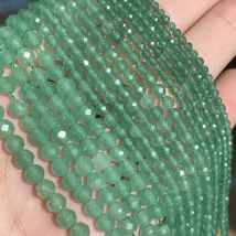 Naturstein 2/3/4mm Aventurin Jade Facettierte Mineral Lose Perlen für Schmuck Machen DIY Weihnachten Geschenk Armbänder 15''