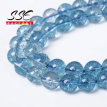 AAAAA Natural Quartz Blue Topazs Beads Blue Crystal Beads Natural Stone Beads For Jewelry Making Diy Necklace Bracelet